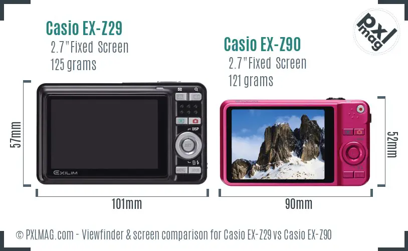 Casio EX-Z29 vs Casio EX-Z90 Screen and Viewfinder comparison