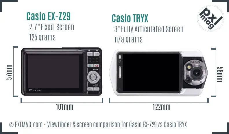 Casio EX-Z29 vs Casio TRYX Screen and Viewfinder comparison