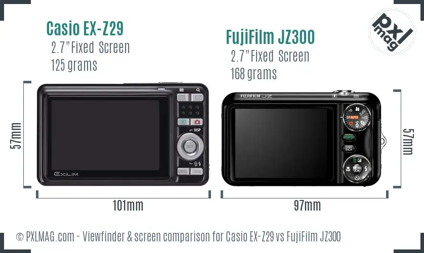Casio EX-Z29 vs FujiFilm JZ300 Screen and Viewfinder comparison Casio EX-Z29 vs FujiFilm JZ300 Screen and Viewfinder comparison