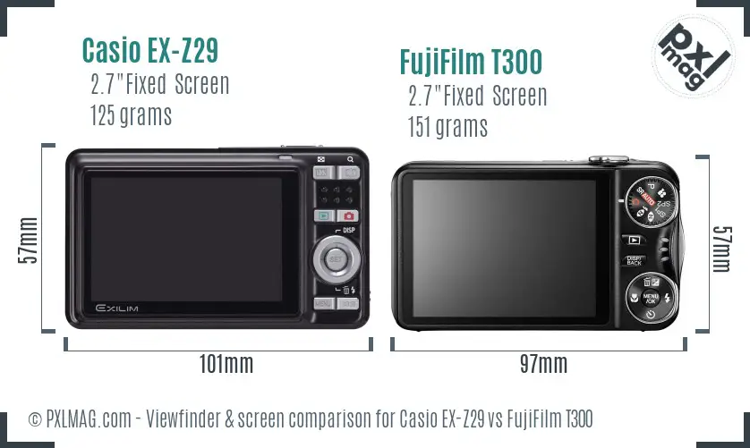 Casio EX-Z29 vs FujiFilm T300 Screen and Viewfinder comparison Casio EX-Z29 vs FujiFilm T300 Screen and Viewfinder comparison