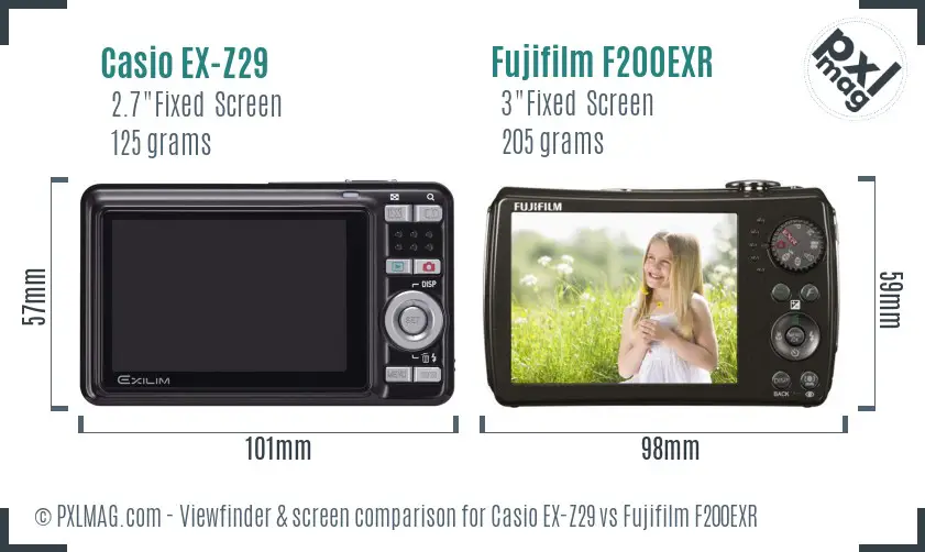 Casio EX-Z29 vs Fujifilm F200EXR Screen and Viewfinder comparison