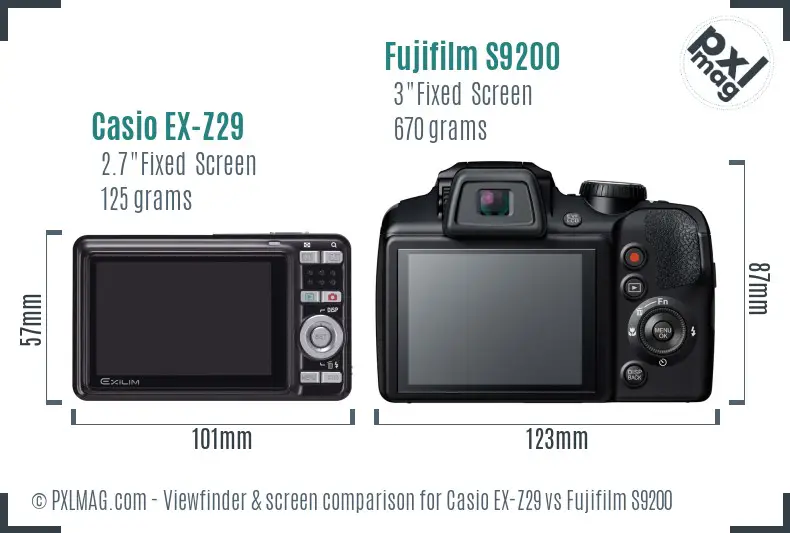 Casio EX-Z29 vs Fujifilm S9200 Screen and Viewfinder comparison Casio EX-Z29 vs Fujifilm S9200 Screen and Viewfinder comparison