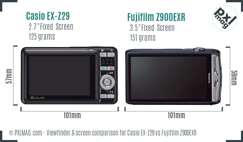 Casio EX-Z29 vs Fujifilm Z900EXR Screen and Viewfinder comparison