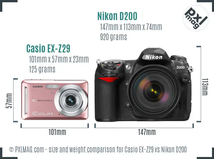 Casio EX-Z29 vs Nikon D200 size comparison