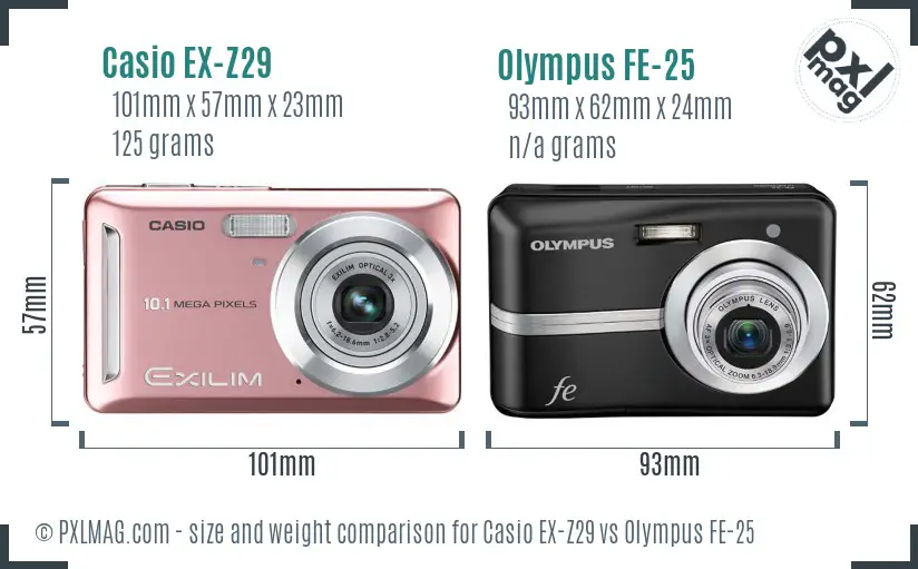 Casio EX-Z29 vs Olympus FE-25 size comparison