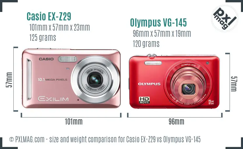Casio EX-Z29 vs Olympus VG-145 size comparison