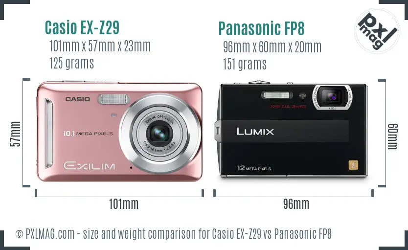 Casio EX-Z29 vs Panasonic FP8 size comparison Casio EX-Z29 vs Panasonic FP8 size comparison