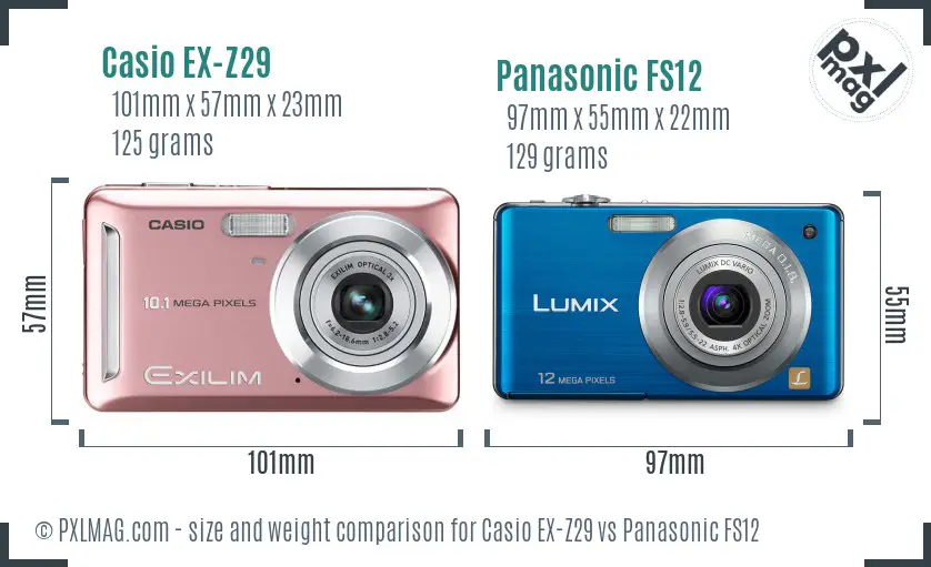 Casio EX-Z29 vs Panasonic FS12 size comparison
