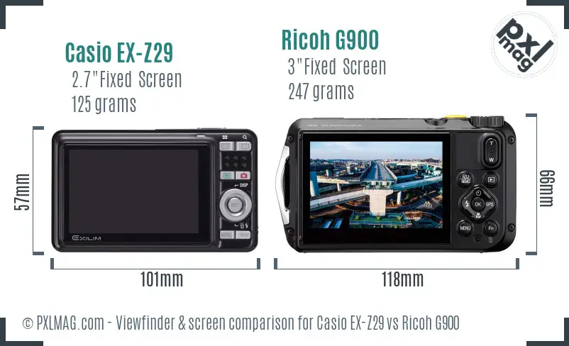 Casio EX-Z29 vs Ricoh G900 Screen and Viewfinder comparison Casio EX-Z29 vs Ricoh G900 Screen and Viewfinder comparison
