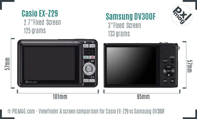 Casio EX-Z29 vs Samsung DV300F Screen and Viewfinder comparison Casio EX-Z29 vs Samsung DV300F Screen and Viewfinder comparison
