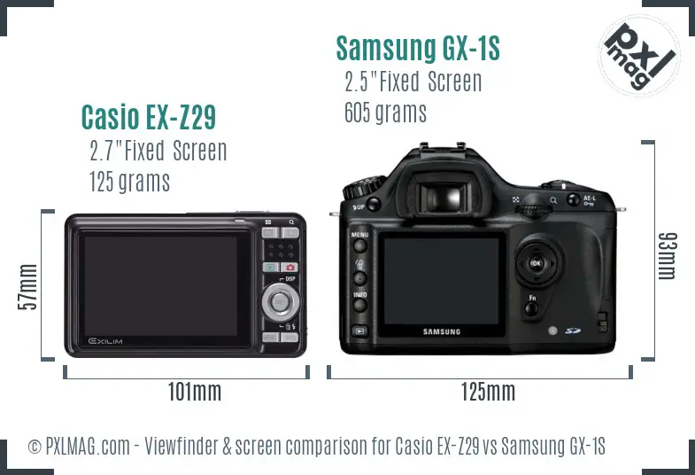 Casio EX-Z29 vs Samsung GX-1S Screen and Viewfinder comparison Casio EX-Z29 vs Samsung GX-1S Screen and Viewfinder comparison