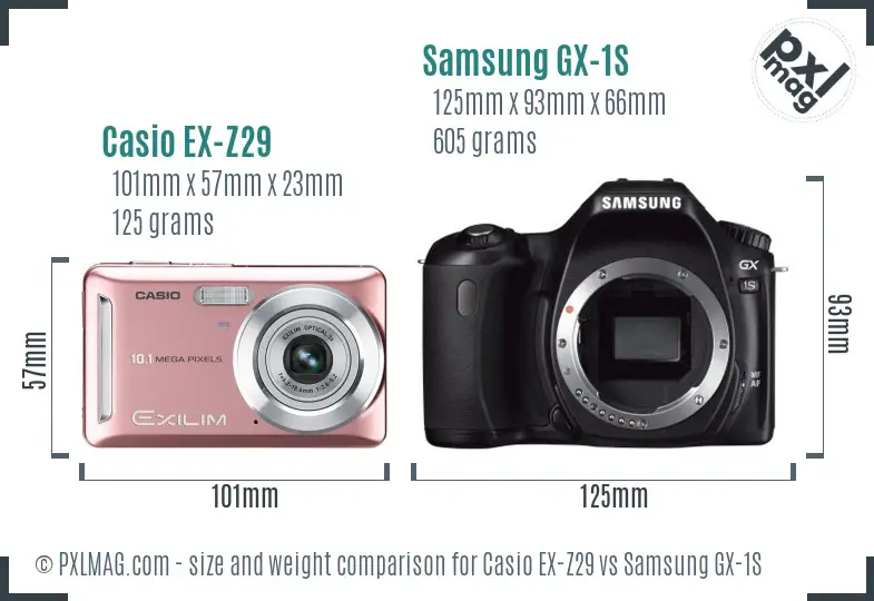 Casio EX-Z29 vs Samsung GX-1S size comparison Casio EX-Z29 vs Samsung GX-1S size comparison