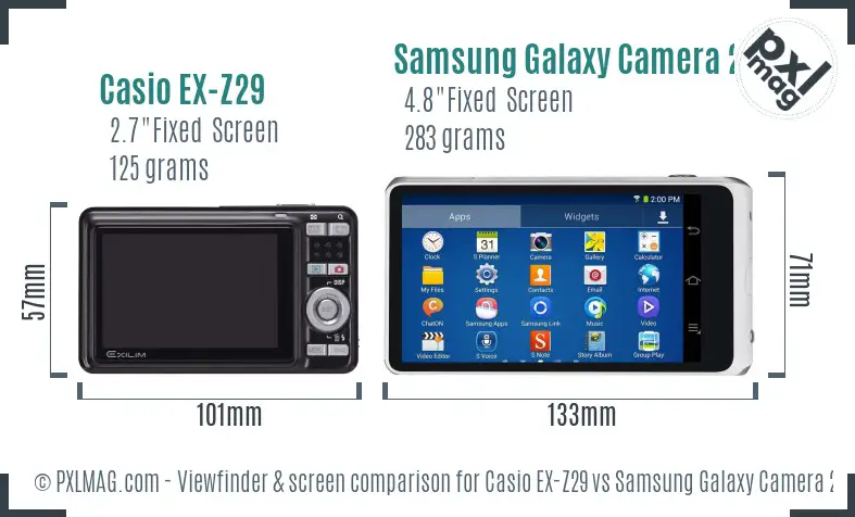 Casio EX-Z29 vs Samsung Galaxy Camera 2 Screen and Viewfinder comparison Casio EX-Z29 vs Samsung Galaxy Camera 2 Screen and Viewfinder comparison