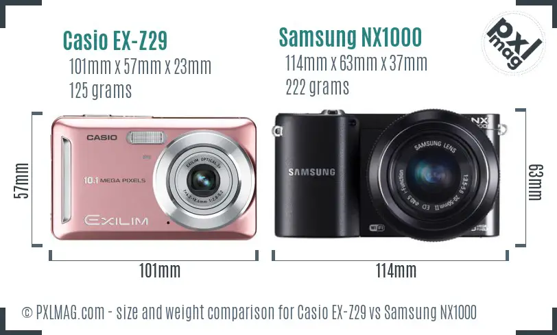 Casio EX-Z29 vs Samsung NX1000 size comparison