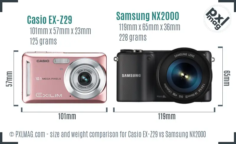 Casio EX-Z29 vs Samsung NX2000 size comparison