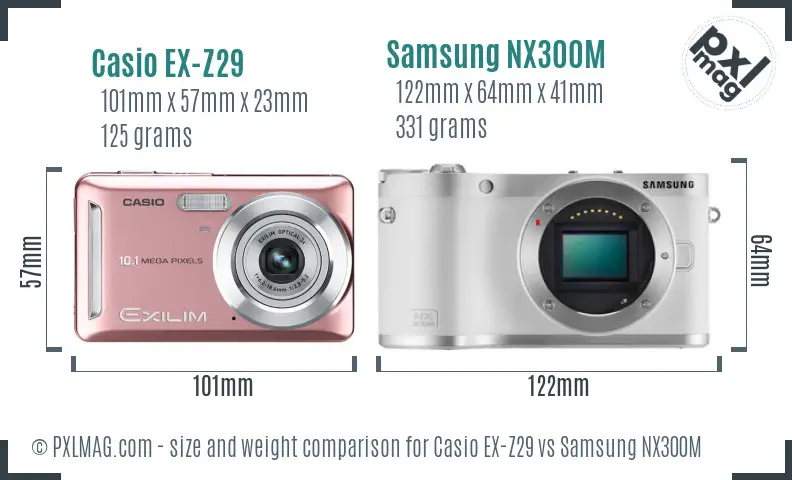 Casio EX-Z29 vs Samsung NX300M size comparison