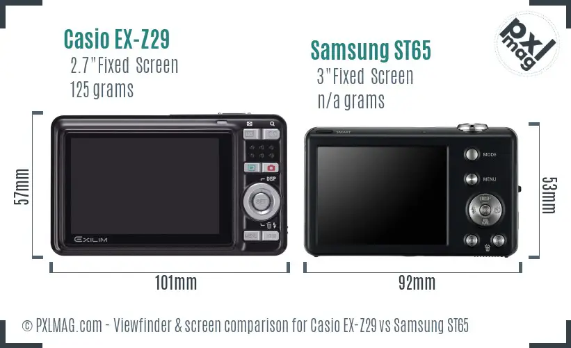Casio EX-Z29 vs Samsung ST65 Screen and Viewfinder comparison Casio EX-Z29 vs Samsung ST65 Screen and Viewfinder comparison