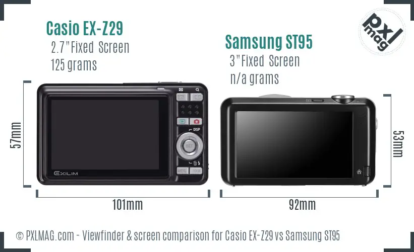 Casio EX-Z29 vs Samsung ST95 Screen and Viewfinder comparison