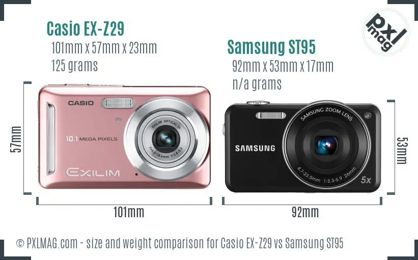 Casio EX-Z29 vs Samsung ST95 size comparison