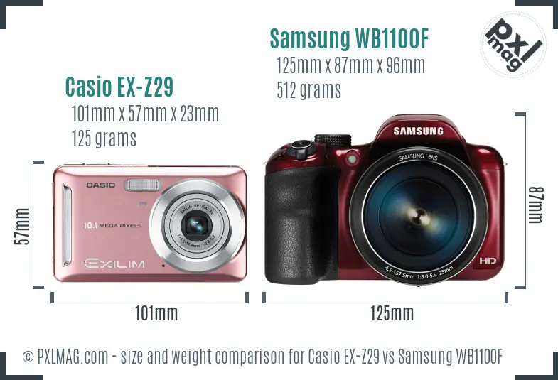 Casio EX-Z29 vs Samsung WB1100F size comparison
