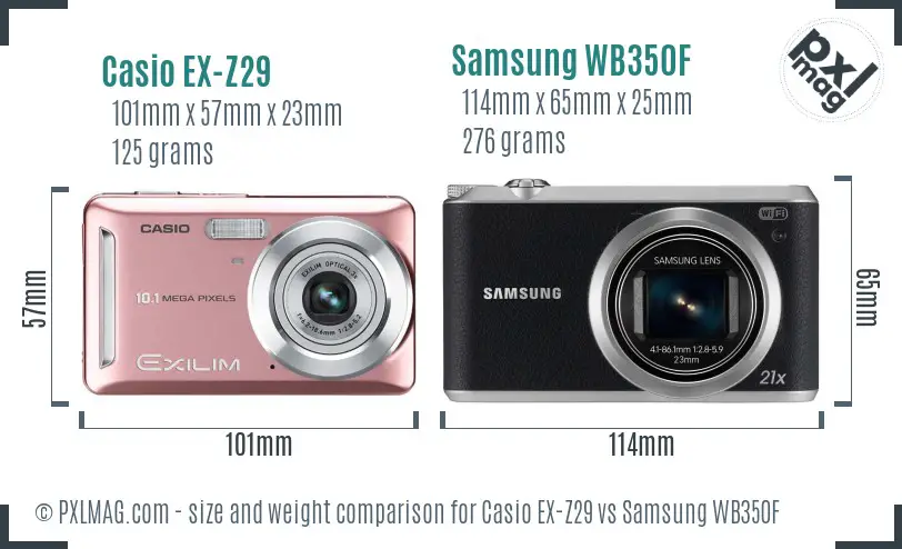 Casio EX-Z29 vs Samsung WB350F size comparison