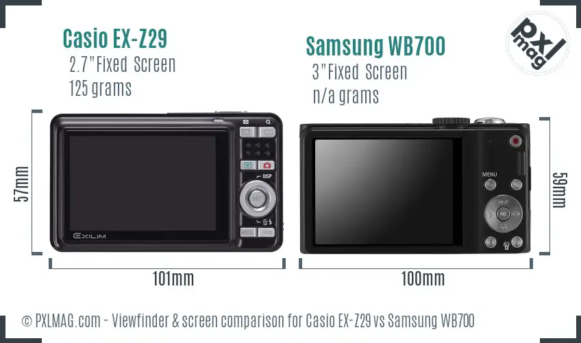Casio EX-Z29 vs Samsung WB700 Screen and Viewfinder comparison Casio EX-Z29 vs Samsung WB700 Screen and Viewfinder comparison