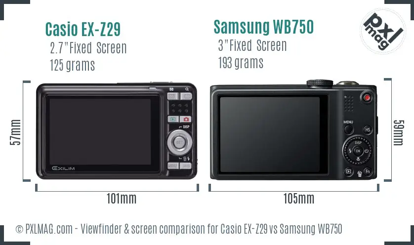 Casio EX-Z29 vs Samsung WB750 Screen and Viewfinder comparison Casio EX-Z29 vs Samsung WB750 Screen and Viewfinder comparison