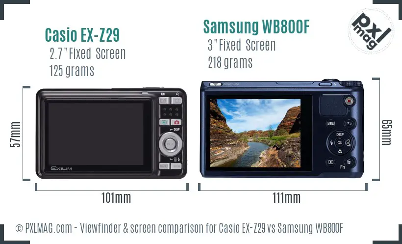 Casio EX-Z29 vs Samsung WB800F Screen and Viewfinder comparison