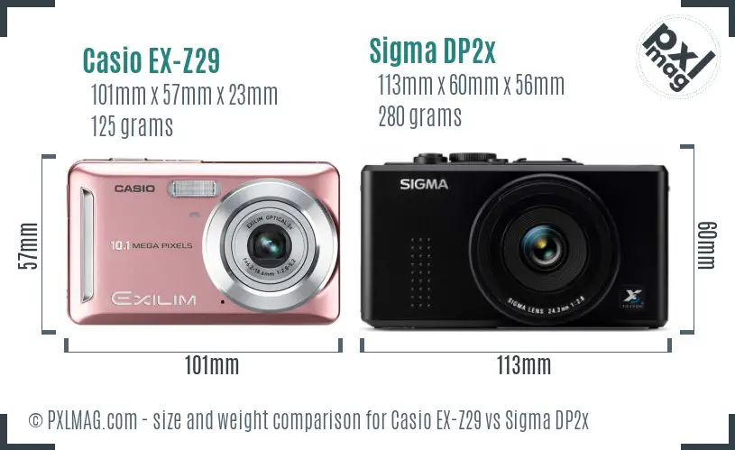 Casio EX-Z29 vs Sigma DP2x size comparison Casio EX-Z29 vs Sigma DP2x size comparison