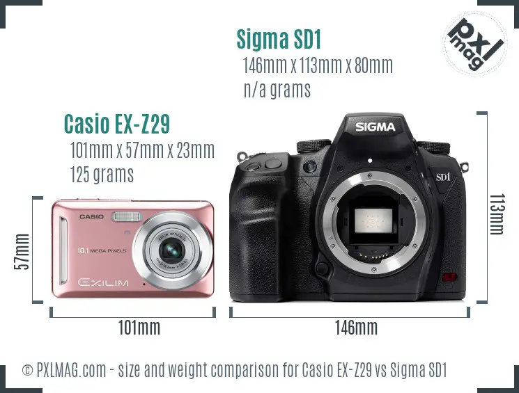 Casio EX-Z29 vs Sigma SD1 size comparison