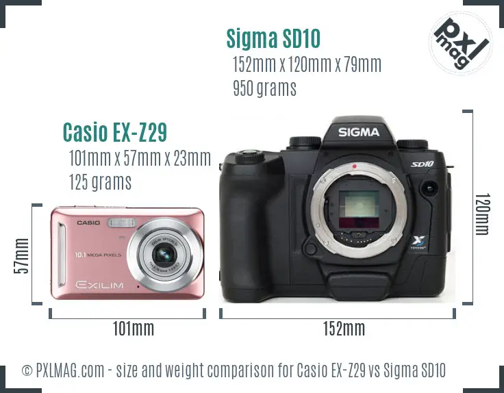 Casio EX-Z29 vs Sigma SD10 size comparison