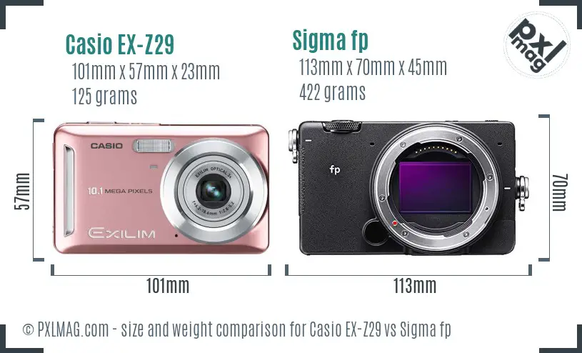Casio EX-Z29 vs Sigma fp size comparison Casio EX-Z29 vs Sigma fp size comparison