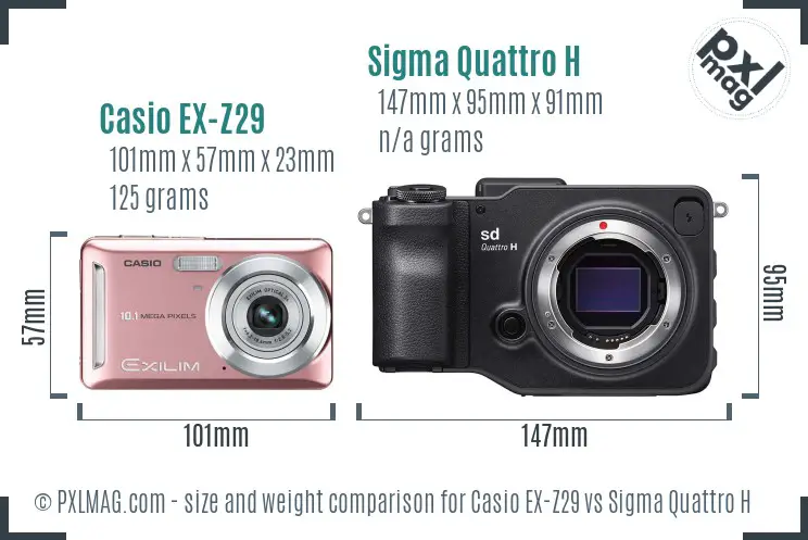 Casio EX-Z29 vs Sigma Quattro H size comparison Casio EX-Z29 vs Sigma Quattro H size comparison