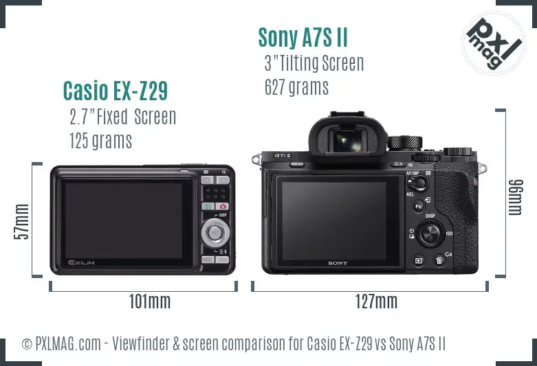 Casio EX-Z29 vs Sony A7S II Screen and Viewfinder comparison