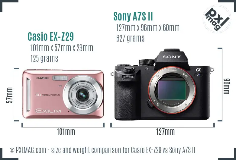 Casio EX-Z29 vs Sony A7S II size comparison