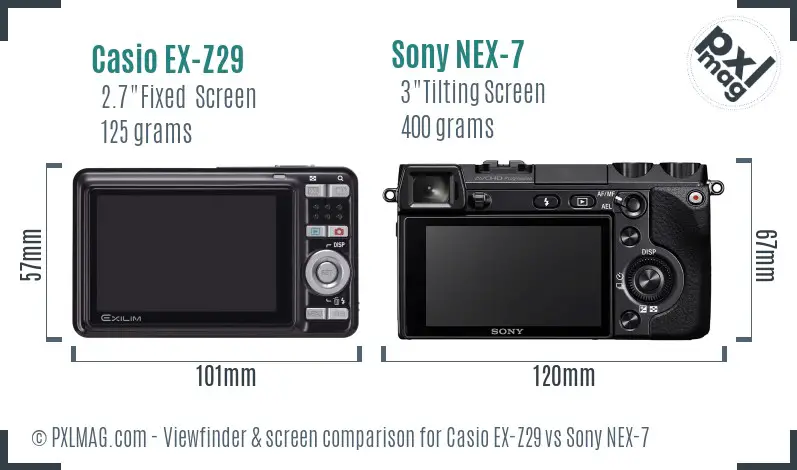 Casio EX-Z29 vs Sony NEX-7 Screen and Viewfinder comparison Casio EX-Z29 vs Sony NEX-7 Screen and Viewfinder comparison