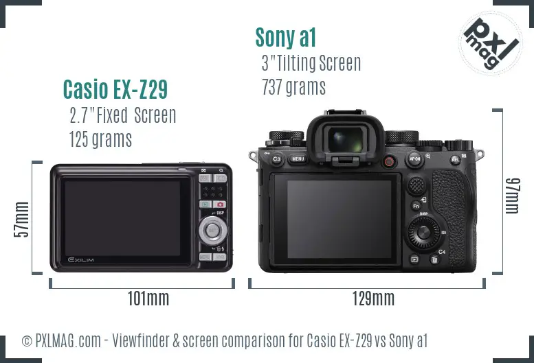 Casio EX-Z29 vs Sony a1 Screen and Viewfinder comparison