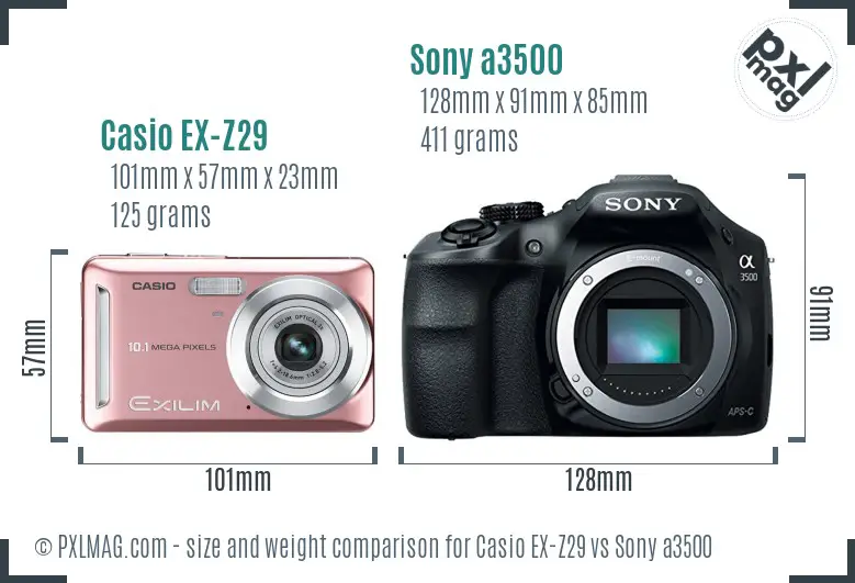Casio EX-Z29 vs Sony a3500 size comparison Casio EX-Z29 vs Sony a3500 size comparison
