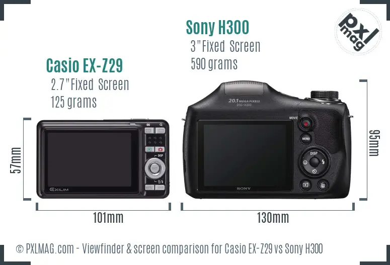 Casio EX-Z29 vs Sony H300 Screen and Viewfinder comparison Casio EX-Z29 vs Sony H300 Screen and Viewfinder comparison