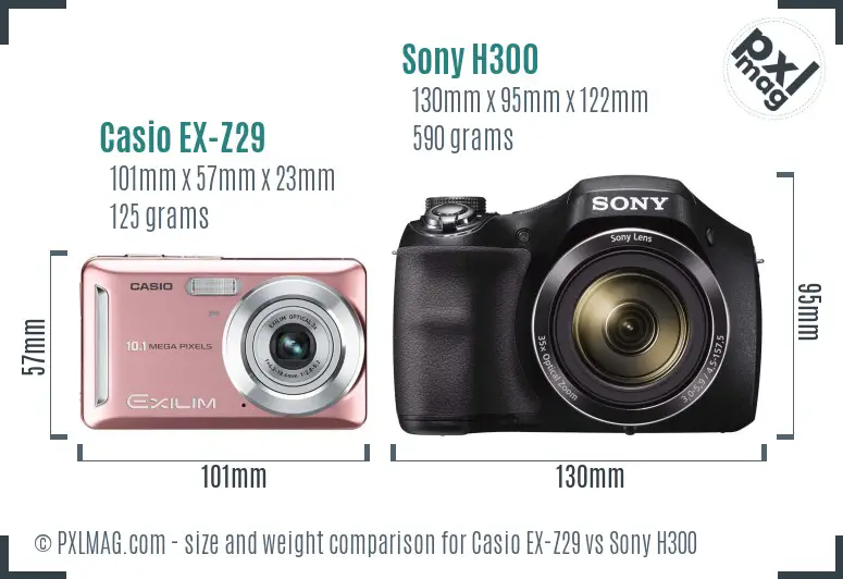 Casio EX-Z29 vs Sony H300 size comparison Casio EX-Z29 vs Sony H300 size comparison