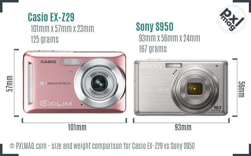 Casio EX-Z29 vs Sony S950 size comparison Casio EX-Z29 vs Sony S950 size comparison