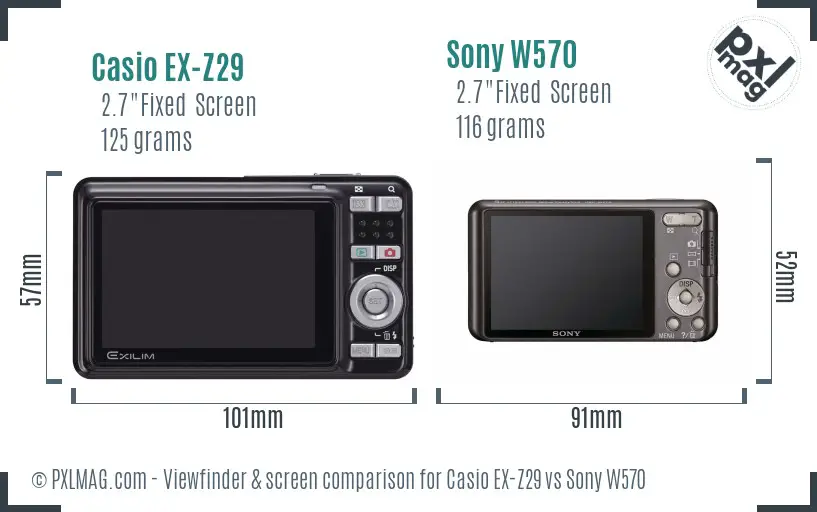 Casio EX-Z29 vs Sony W570 Screen and Viewfinder comparison