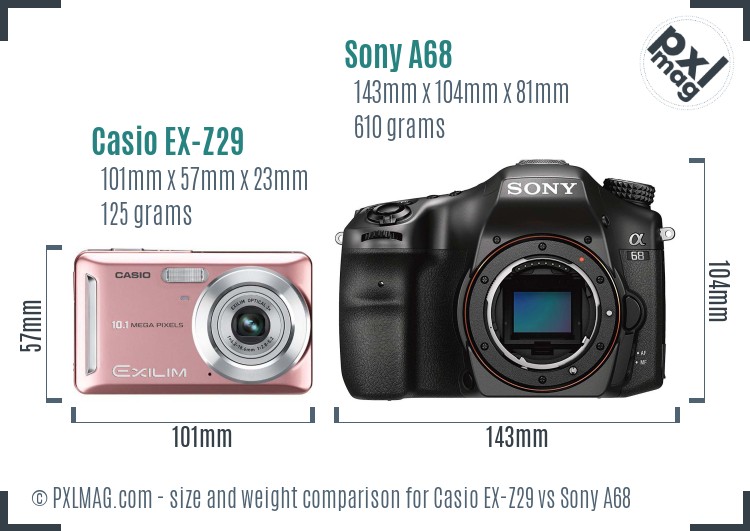 Casio EX-Z29 vs Sony A68 size comparison Casio EX-Z29 vs Sony A68 size comparison
