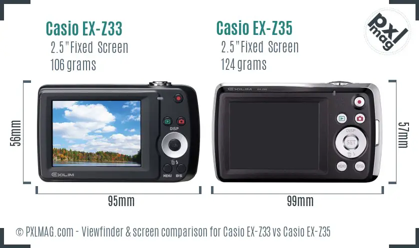 Casio EX-Z33 vs Casio EX-Z35 Screen and Viewfinder comparison