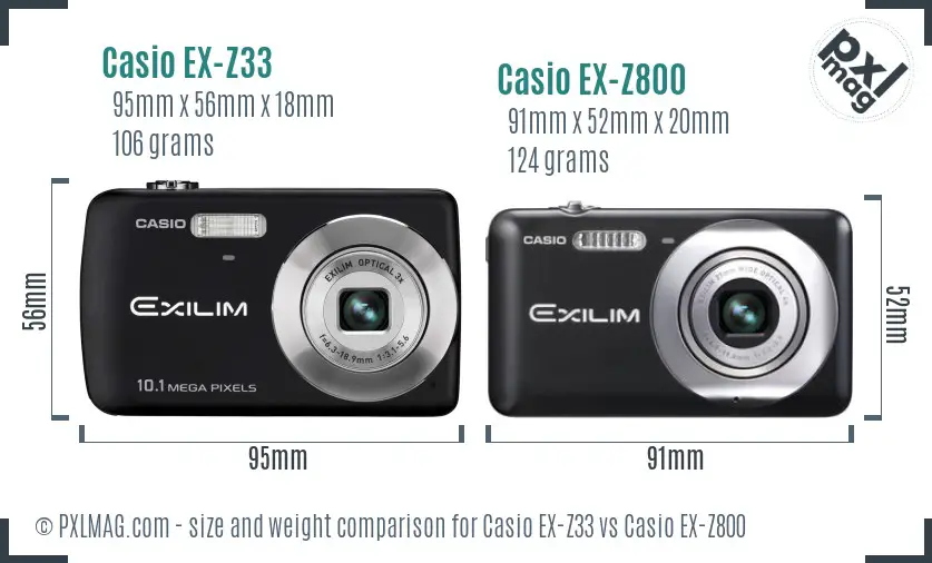 Casio EX-Z33 vs Casio EX-Z800 size comparison