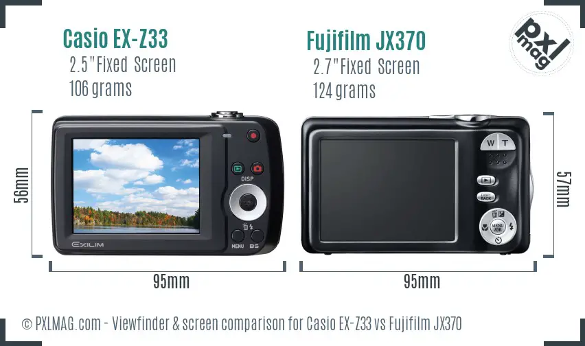 Casio EX-Z33 vs Fujifilm JX370 Screen and Viewfinder comparison