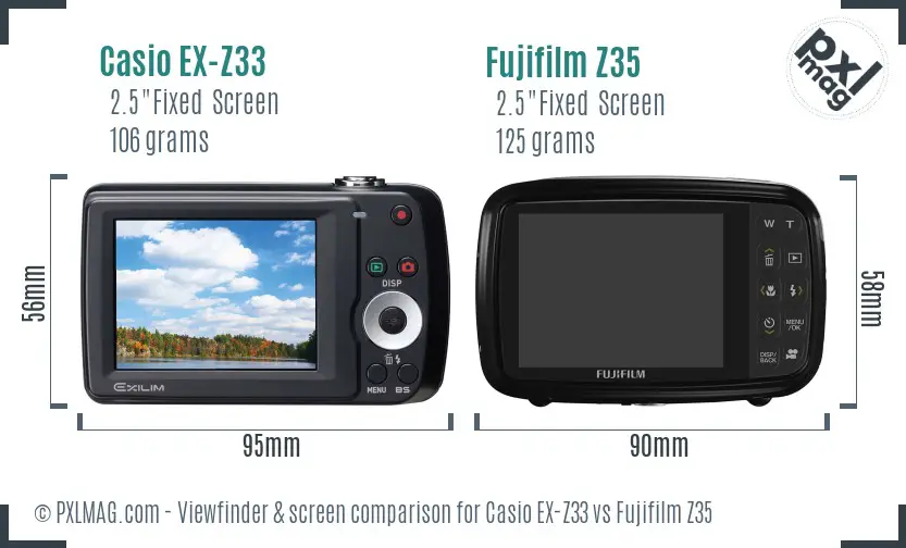 Casio EX-Z33 vs Fujifilm Z35 Screen and Viewfinder comparison