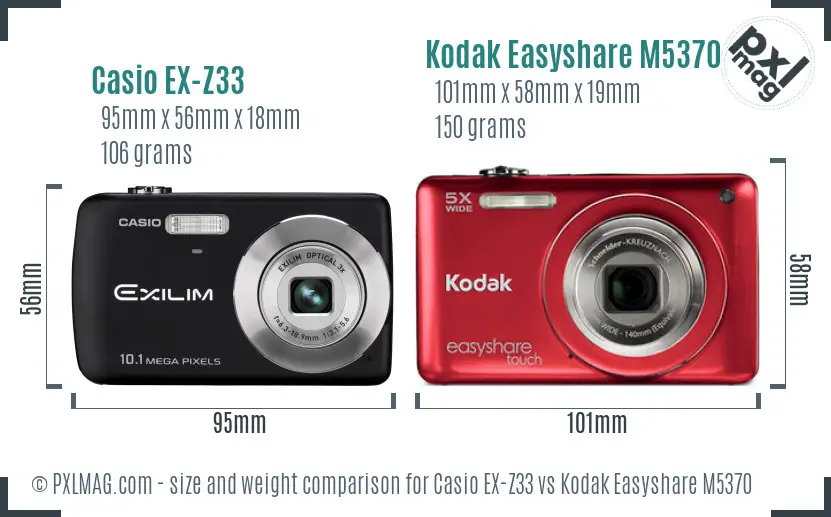 Casio EX-Z33 vs Kodak Easyshare M5370 size comparison