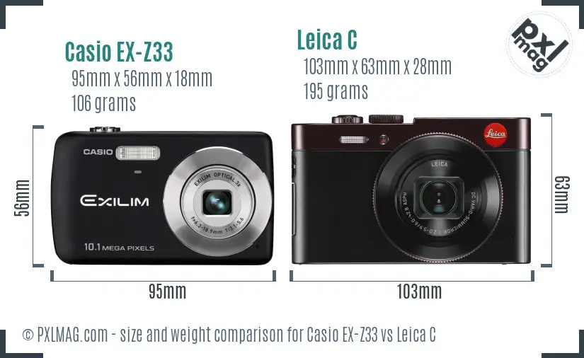 Casio EX-Z33 vs Leica C size comparison