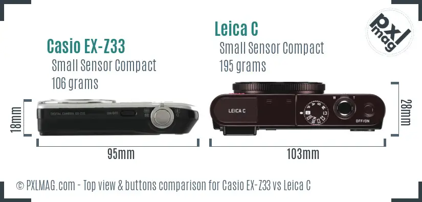 Casio EX-Z33 vs Leica C top view buttons comparison